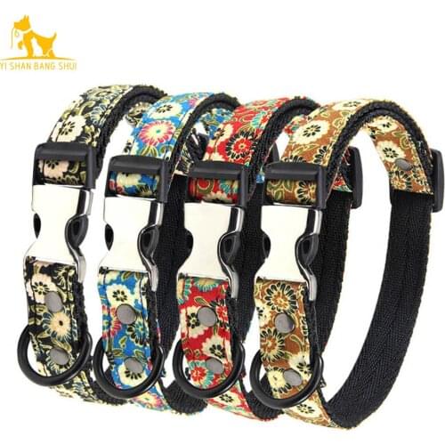 S/M/L Dog Collar Adjustable Pet Collars for Small Medium Large Dog Flower Print Puppy Pitbull German Shepherd Pet Supplies 1 PCS