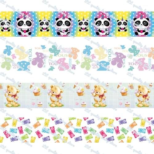 Cartoon Panda Lanyard Ribbon Double Printed Sided Printing Mobile Phone Rope/ Key Lanyards Neck Strap Keychain 50 Yards