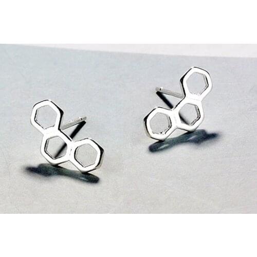 925 Sterling Silver Piercing Geometric Stud Earrings for Women Girls Wedding Party Gift Femme Jewelry brincos pendientes A131