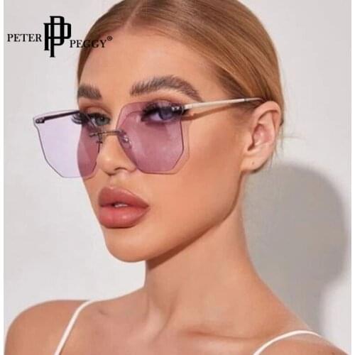 Oversized Rimless Sunglasses 2021 Women Colorful Sun Glasses Shades Glasses Men Steampun Metal Frames Eyeglasses UV400 Glasses