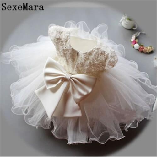 Light Champagne Lace Tulle Christening Dress Knee Length Puffy Skirt Sequined Top Baby Girl First Birthday Dress Baptism Gown