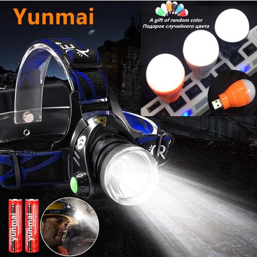 LED Headlamp Super Bright Headlight T6/L2 Outdoors Waterproof Zoomable USB Rechargeable 18650 Battery Flashlights Camping Light