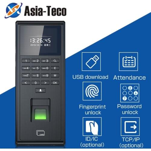 TCP/IP Fingerprint RFID 125KHZ Time Attendance smart door access control system kit Standalone Keypad 1000 Users 13.56MHZ card