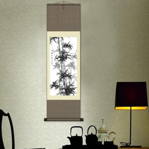 1pc Traditional silk art Home Decoration Chinese silk scroll painting Bamboo S035