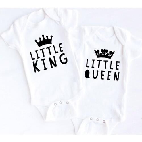 Twin Outfits King and Queen Bodysuits Twin Baby Gift Twin Baby Shower Clothes Boy Girl Twins Babies Gift Drop Shipping