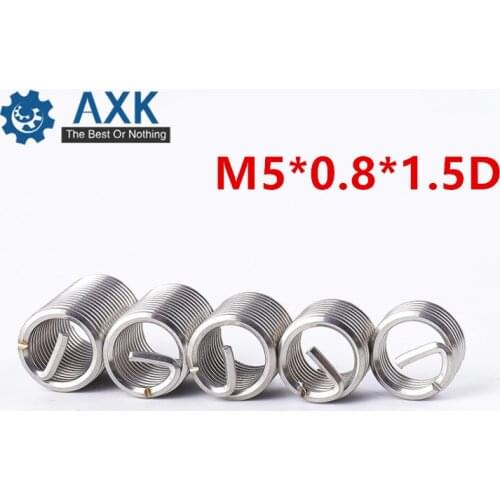 100pcs M5*0.8*1.5D Wire Thread Insert Stainless Steel 304 Wire Screw Sleeve, M5 Screw Bushing Helicoil Wire Thread Repair Insert