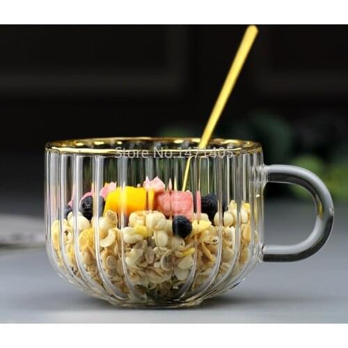 Japanese High Temperature Resistant Phnom Penh Breakfast Cup Handle Transparent Household Tea Cup Large Capacity Drinking Glass