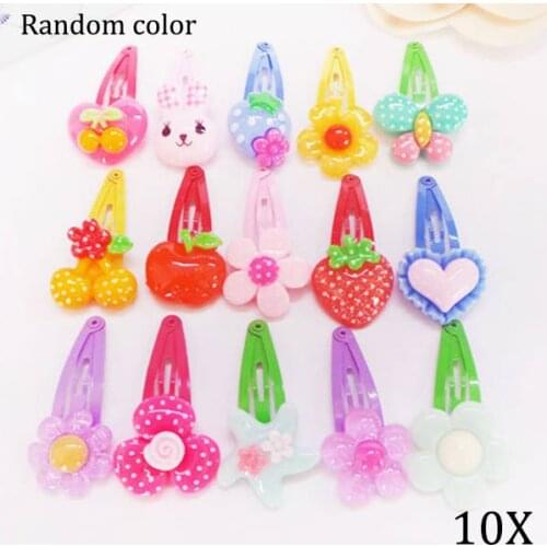 High 5/10Pcs/Lot Cartoon Kids Hair Pins Baby Infant Flower Clips Girls Lovely Hairpins Hair Accessories Random Color