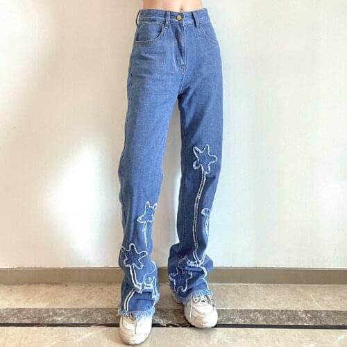Women Patchwork Jeans Fashion High Waist Office Lady Flare Pants Y2K Fashion Loose Pockets Straight Denim Trousers Female P042