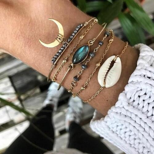 Wedding Jewelry Bracelet Women Charm Party Pendant Beaded Bracelets Lover Fashion moon drop stud bracelet shell bracelet