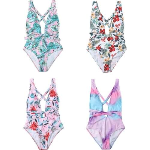 Summer Women Gradient Tie-dye Bikini One-piece Strap Printed Swimsuit Beach Push-up Bathing Hollow Out Sexy Bikini Set