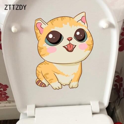 ZTTZDY 17.4*22.7CM Lovely Cat Toilet Sticker Kids Room Decoration Colour Wall Sticker T3-0010
