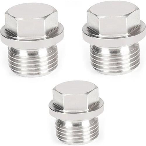 1/8" 1/4" 3/8" 1/2" 3/4" 1" 1-1/4" 1-1/2" 2" BSPP Male 304 Stainless Steel Countersunk Plug Solid With Flange Hex Head