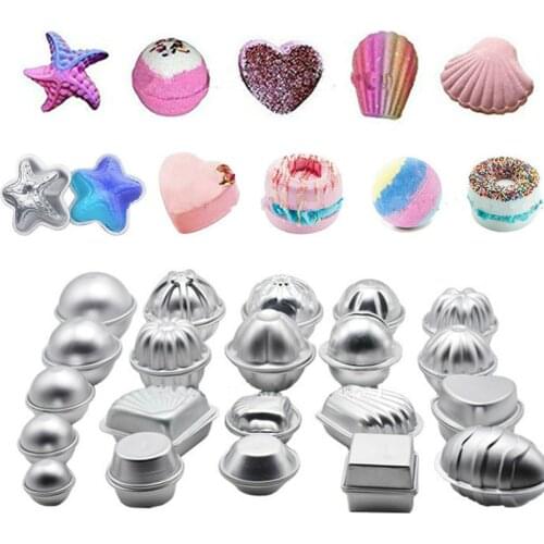 1 Pair Bath Bomb Molds Semicircle Sphere Heart-shaped Shell Flower Aluminium Alloy Salt Ball Homemade Mould DIY Bathing Tool