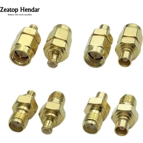 1Pcs Brass SMA to MCX Male Plug / Female Jack 4Types Straight RF Coaxial Adapter Connector Test Converter