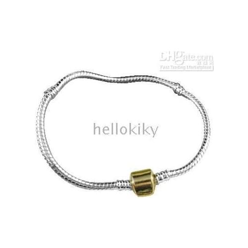 100PCS Fashion Golden Clip Clasp Bright Silver Color Chain Bracelets European Style 20cm
