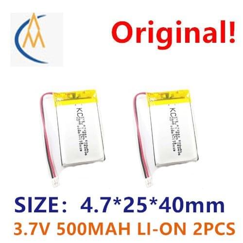 2PCS Polymer 472540 3.7V 500mah 452540 602540 with KC wireless sports headset battery navigator audio toy LED test instrument