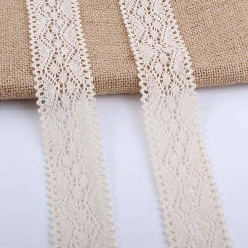 20yards/lot Wide 3.6cm DIY Sew Apparel Accessories Beige Cotton Lace Ribbon Handmade Lace Trims Wedding Decoration