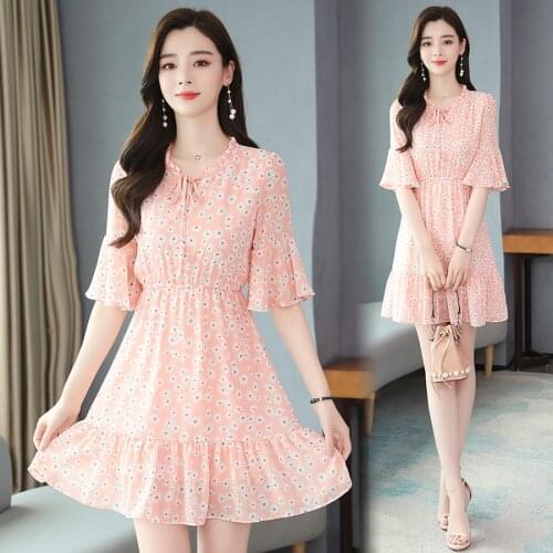 2021 High Quality Small Daisies Chiffon Sexy Dresses Summer Vintage Plus Size Mini Sundress Women Elegant Bodycon Party Vestidos