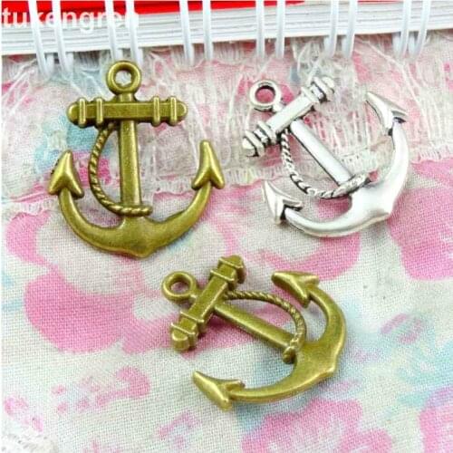 50pcs Anchors Charms DIY Jewelry Making Pendant Fit Bracelets Necklaces Handmade Crafts Antique Silver Plated Bronze Charm