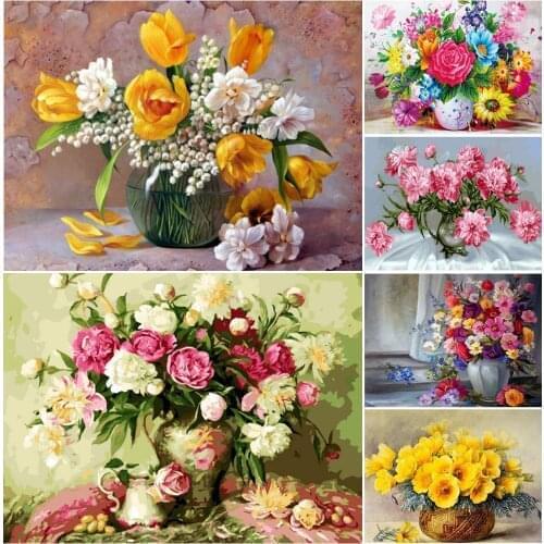5D DIY Diamond Painting Full Square Flowers Cross Stitch Kits Mosaic Art Picture of Rhinestones Decor Diamond Embroidery Flower