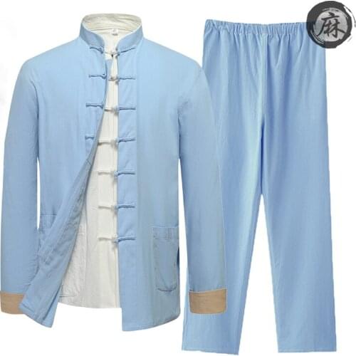 7colors red/blue/green/gray high quality cotton&linen tang suit martial arts costumes outfit kung fu tai chi clothing hanfu