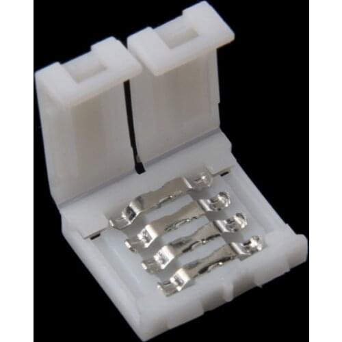 Solderless Clip-on Coupler Connector 4 Pin 10mm For 5050 RGB LED Strip Light