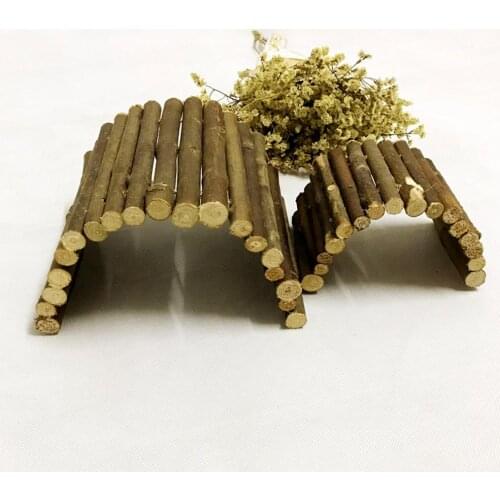 Wooden Bridge Hanging Toy Reptile Tortoise Hamster Lizard Golden Bear Shelter Fence Ladder Natural Fruit Stick Accessories Pet