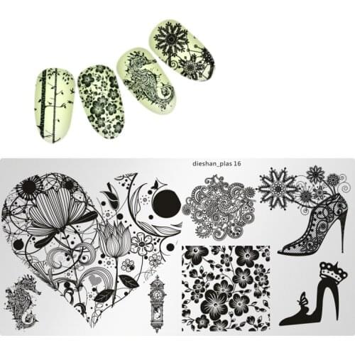 Dieshan_plas10 1Pc Nail Art Stamping Plate 2021 Nail Stamp Image Plates Animal Peacock Pattern DIY Metal Stamping