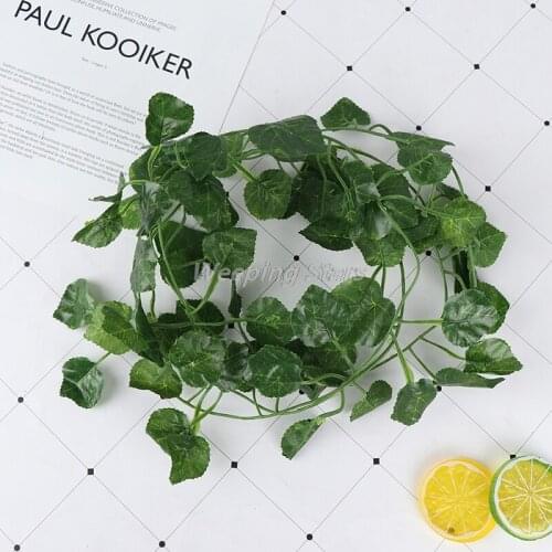2.4m Artificial Vine Green Plants Leaf Hanging Decor Rattan Liana Wall Leaves Home Decoration Simulation Creeper Leaf