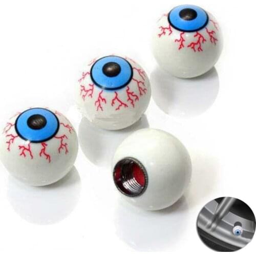 4 Pcs/Set Eyeball Motocycle Bicycle Car Wheel Tire Caps Valve Air Stem Cover Useful Tool