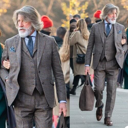 3 Pcs Handsome Mens Wedding Tuxedos Jacket Pants Vest Customise Groom Groomsmen Suit Mens' Business Formal Wear