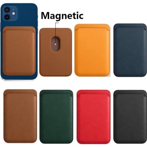 PU Leather Magnetic Card Holder Bag For Apple iPhone 12 Pro Max Mini Magsafing Wallet Macsafe Case Magnet Card Slot Phone Cover