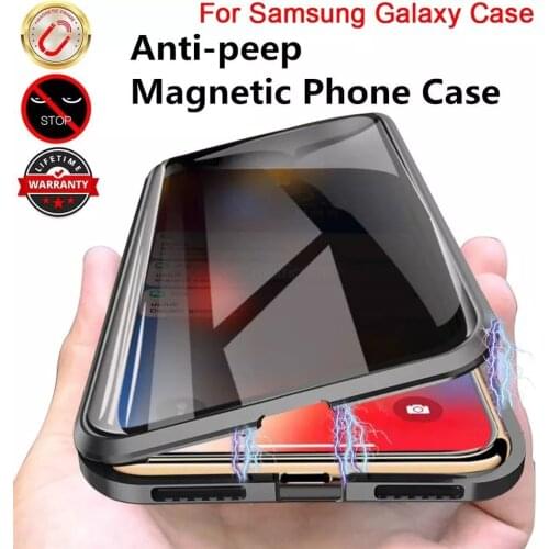 Magnetic Metal Privacy Tempered Glass Phone Case For Samsung galaxy S10 S9 S8 Note 8 9 10 Plus For Samsung S20 Ultra S20
