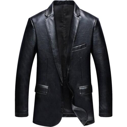 Pure Fashion Streetwear Bomber Leather Jacket Men Overcoats European Fashion Solid Business Mens Leather Coat Jackets New A520