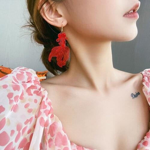 Accessories Personality Trendy Hollow Chinese Style Animal Goldfish Earrings Dangle Earrings Drop Earrings Jewelry