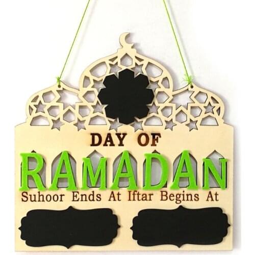 1Set Islam Ramadan Countdown To EID Mubarak Advent Wooden Hanging Message Board Home DIY Decorations Crafts Party Supplies