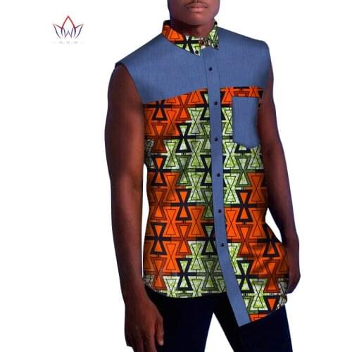 Mens African Clothing Men Shirts Summer Sleeveless Dashiki Men African Print Shirt Plus Size Mens Clothing 6XL BRW WYN846
