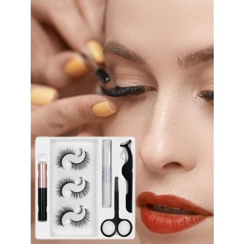 Magnetic Eyelashes Set Full Strip 3 Pair Natural Cilia False Eyeliner Dramatic Volume Thick Synthetic Eye Lashes Makeup