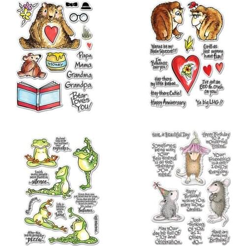 Lovely Animal Set Bear Orangutan Frog Mouse Matching Words Transparent Clear Stamps for DIY Scrapbooking Cards Crafts 2019 New