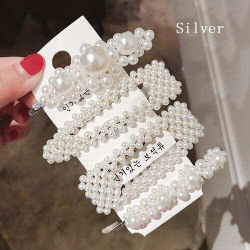 F01 Solid Pearl Hair Clips Set for Women Hair Barrette Fashion Hairpins Snap Barrettes Trendy Handmade Hair Styling Accessories