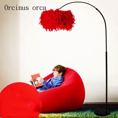 Nordic creative feather floor lamp living room sofa study bedroom bedside lamp modern simple vertical LED floor lamp
