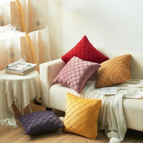 2021 European Style New Solid Color Diamond Lattice Living Room Sofa Decoration Pillowcase Car Fashion Ins Wind Pillowcas