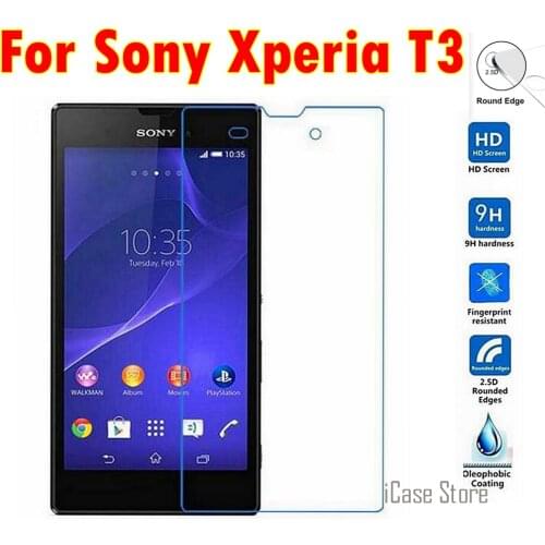 New Premium Tempered Glass for Sony Xperia T3 for Sony T3 M50W Arc Edge 2.5D Anti- scrach Round Edge Screen Protector Film
