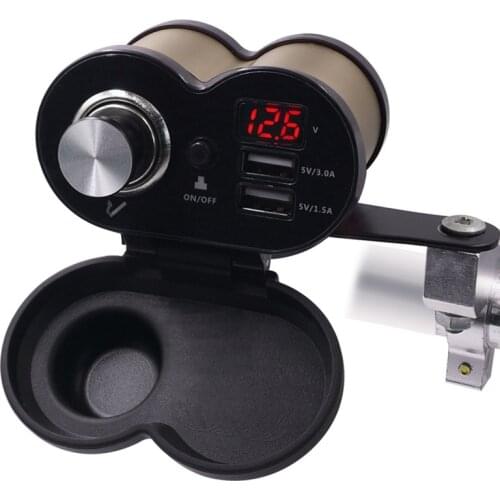 Upgrade Waterproof Motorcycle Mobile Phone Charger With Digital Display Switch 3.0A/1.5A Double USB Cigarette Lighter Adapter