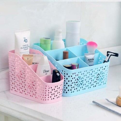 1PC Plastic Multi-frame Office Desk Pink Red Green Blue Storage Box Dressing Table