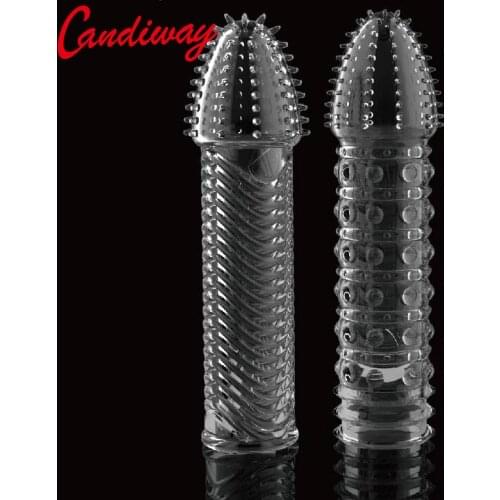 Delay Condoms erection cock Sleeve Ring Full Cover Penis Reusable Impotence condom Extensions dildo G-spot porn Sex toys Men