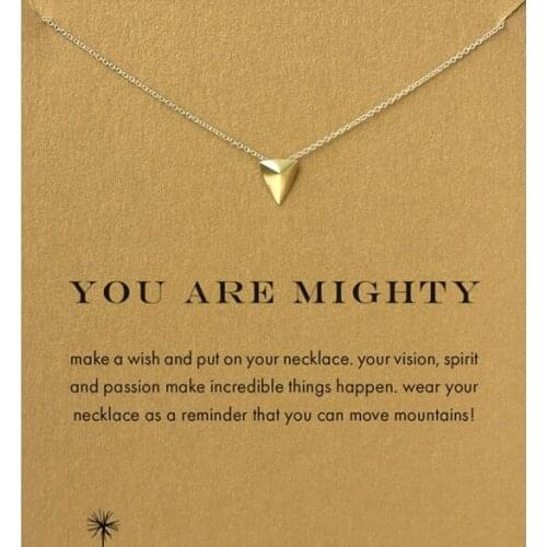 Simple Triangle Necklace Pendant Good Luck Plain Spirit Necklace for Women Girl Geometric Choker Chain Jewelry with Card