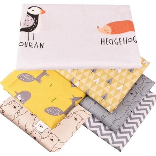 QUANFANG 6pcs/Lot Or 50x160cm/Piece Printed Twill Cotton Fabric For Patchwork DIY Quilting Sewing Tissue Baby Children Material
