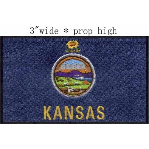 Kansas Flag 3"wide embroidery patch for san lorenzo/shakhtar/rainbow